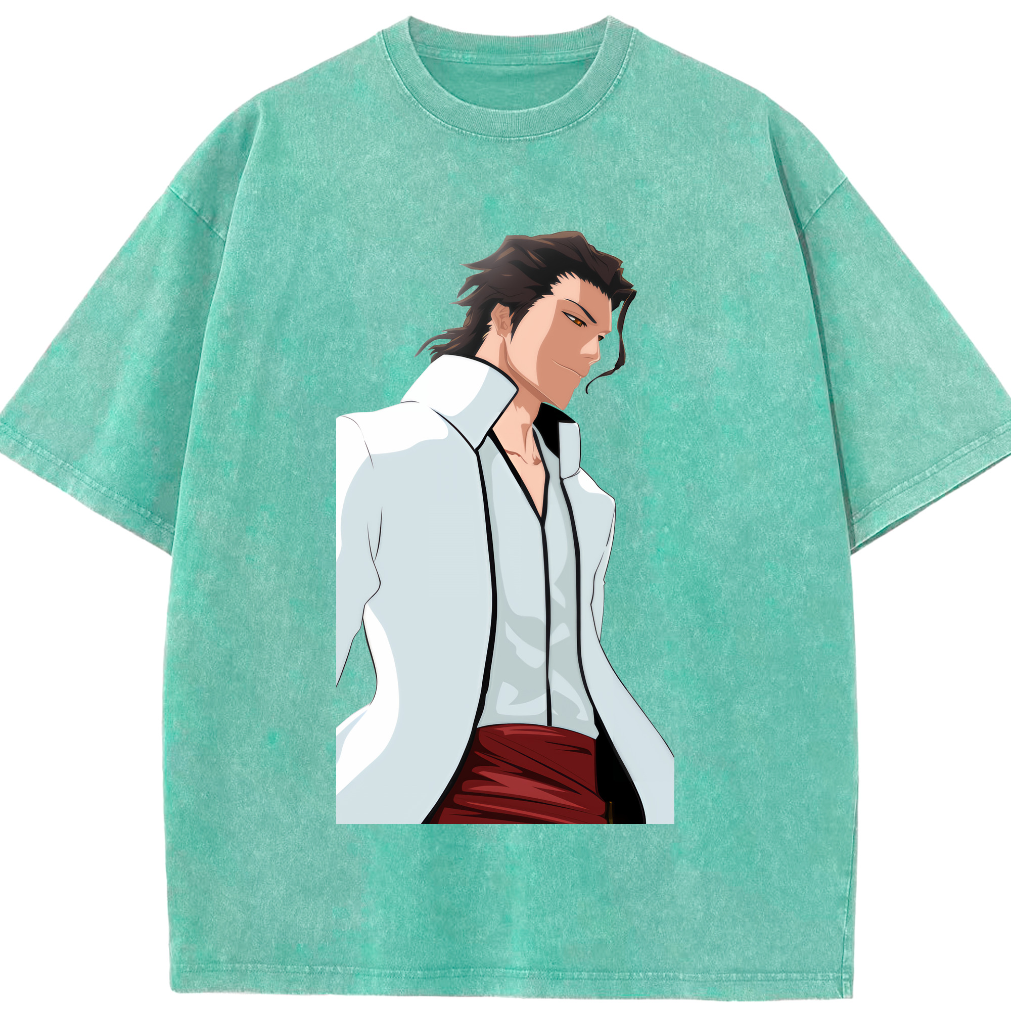 （画像用） ブリーチ 藍染 惣右介（あいぜん そうすけ） BLEACH Aizen Sousuke 綿100% ヴィンテージ風 半袖Tシャツ（フロントプリント）